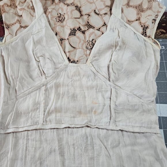 Free People Lace Mini Dress Beige XS Feminine Romantic Boho Chic Cottage core - Picture 13 of 14
